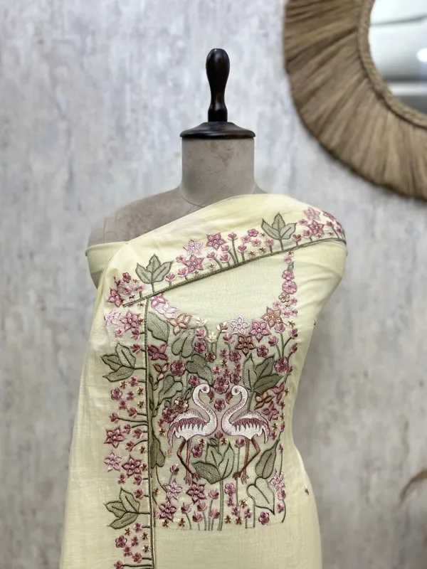 Swan_And_Flowers_Elegance_Mul_Chanderi_Unstitched_Suits_Light_Yellow