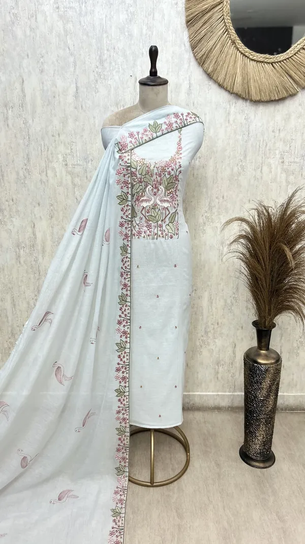 Swan_And_Flowers_Elegance_Mul_Chanderi_Unstitched_Suits_Light_Blue