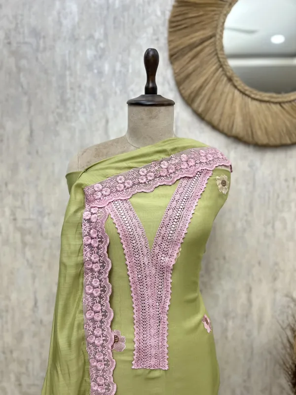 Floral_Lace_Garden_Mul_Chanderi_Unstitched_Suit_Lime_Green