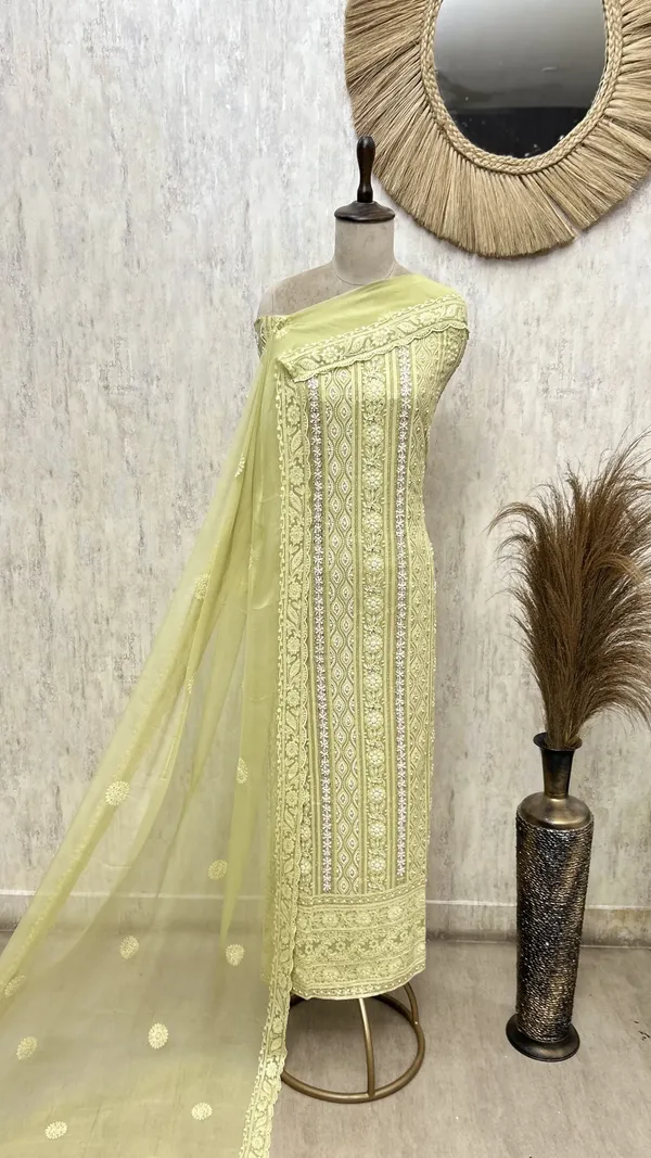 Regal_Lucknowi_Georgette_Unstitched_Suit_Light_Lime_Yellow_Green