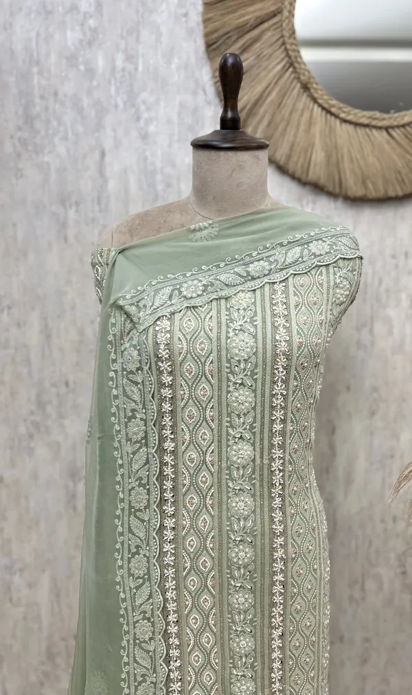Regal_Lucknowi_Georgette_Unstitched_Suit_Muted_Green