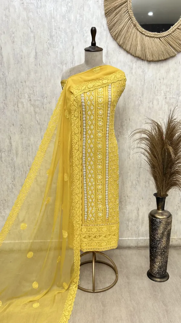 Regal_Lucknowi_Georgette_Unstitched_Suit_Yellow