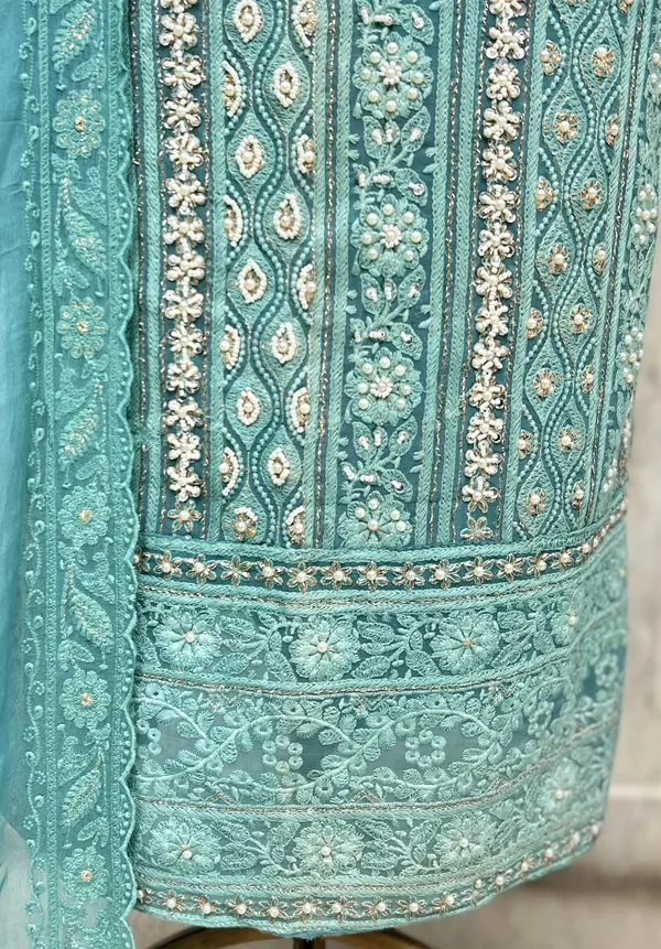 Regal_Lucknowi_Georgette_Unstitched_Suit_Teal_Green