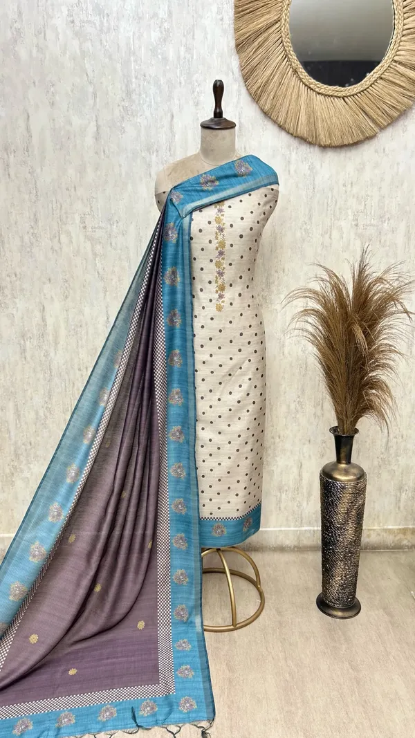 Heritage_Dots_Maheshwari_Unstitched_Suit_Blue