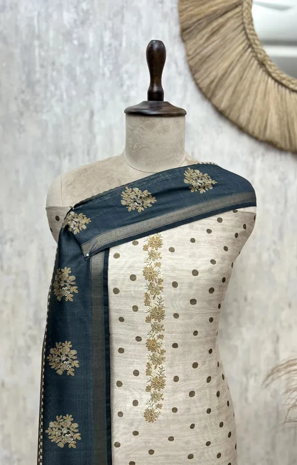Heritage_Dots_Maheshwari_Unstitched_Suit_Black