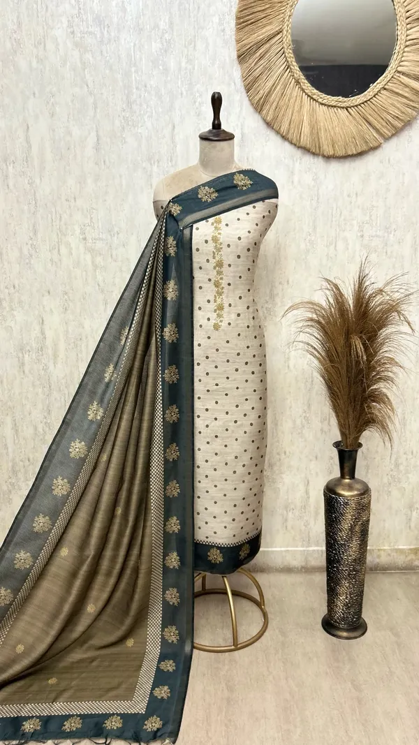 Heritage_Dots_Maheshwari_Unstitched_Suit_Black