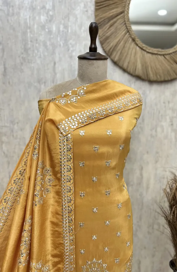 Azure_Royale_Tissue_Unstitched_Suit_Yellow