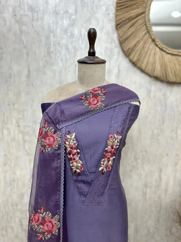 The_V_Patti_Lacework_70_Gram_Pure_Chanderi_Unstitched_Suits_Purple