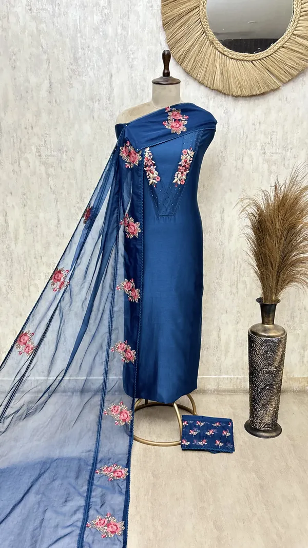 The_V_Patti_Lacework_70_Gram_Pure_Chanderi_Unstitched_Suits_Blue