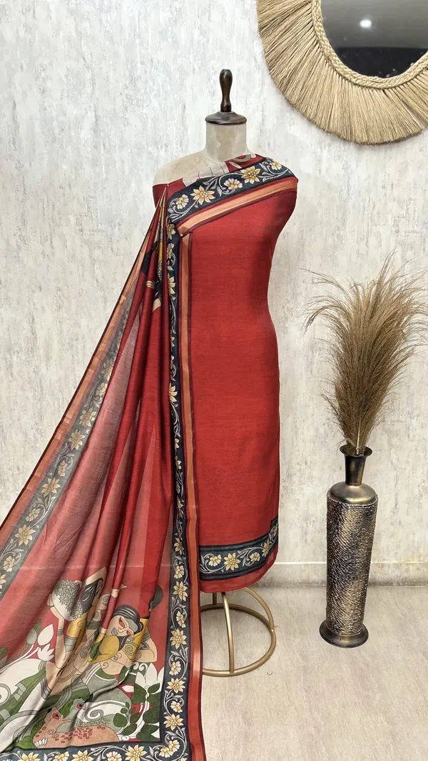 Artisanal_Hand_Printed_Maheshwari_Cotton_Unstitched_Suits_Rust_Red