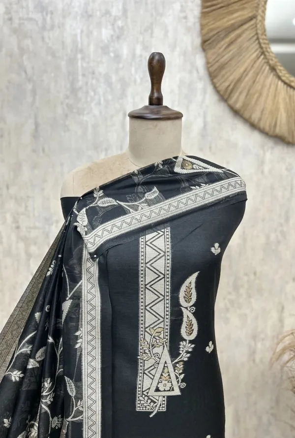Midnight_Flora_Jamdani_Linen_Unstitched_Suits_Black