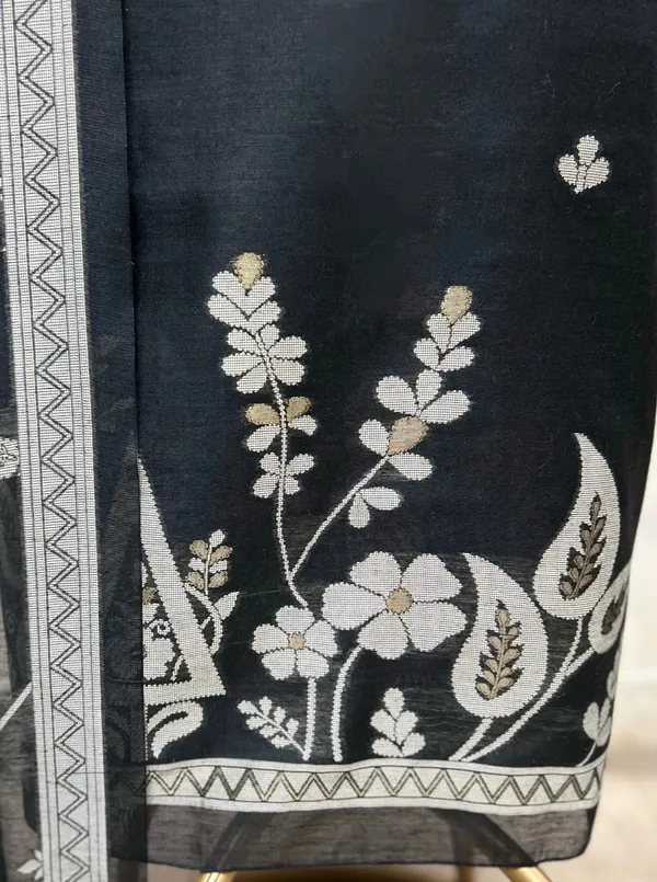 Midnight_Flora_Jamdani_Linen_Unstitched_Suits_Black