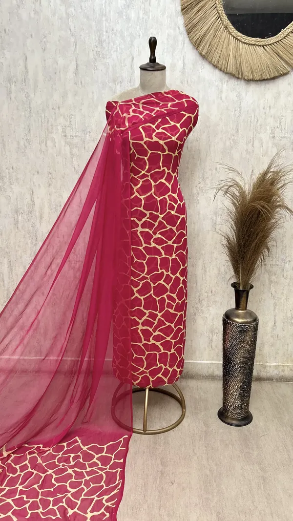 Gilded_Mosaic_Georgette_Unstitched_Suit_Dark_Pink