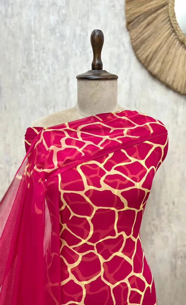 Gilded_Mosaic_Georgette_Unstitched_Suit_Dark_Pink