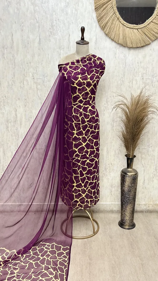 Gilded_Mosaic_Georgette_Unstitched_Suit_Magenta_Purple