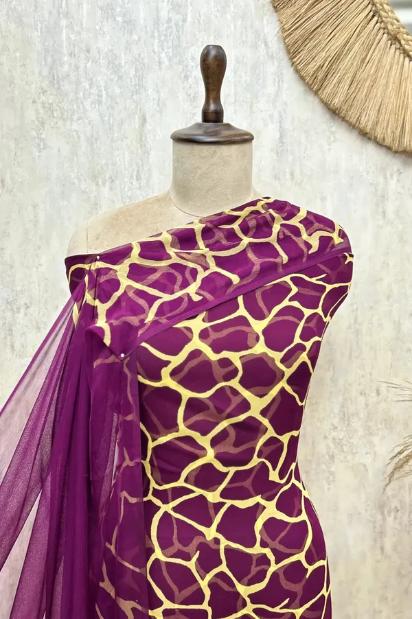 Gilded_Mosaic_Georgette_Unstitched_Suit_Magenta_Purple