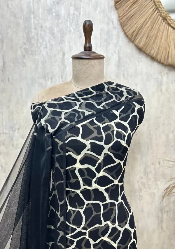 Gilded_Mosaic_Georgette_Unstitched_Suit_Black