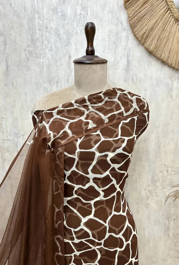 Gilded_Mosaic_Georgette_Unstitched_Suit_Brown