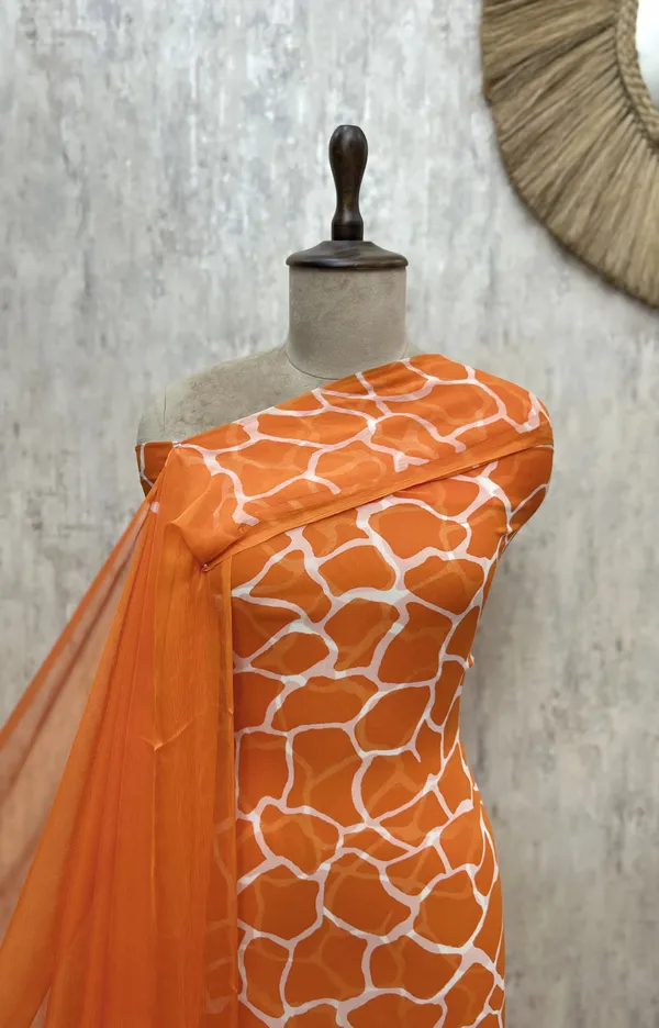 Gilded_Mosaic_Georgette_Unstitched_Suit_Orange