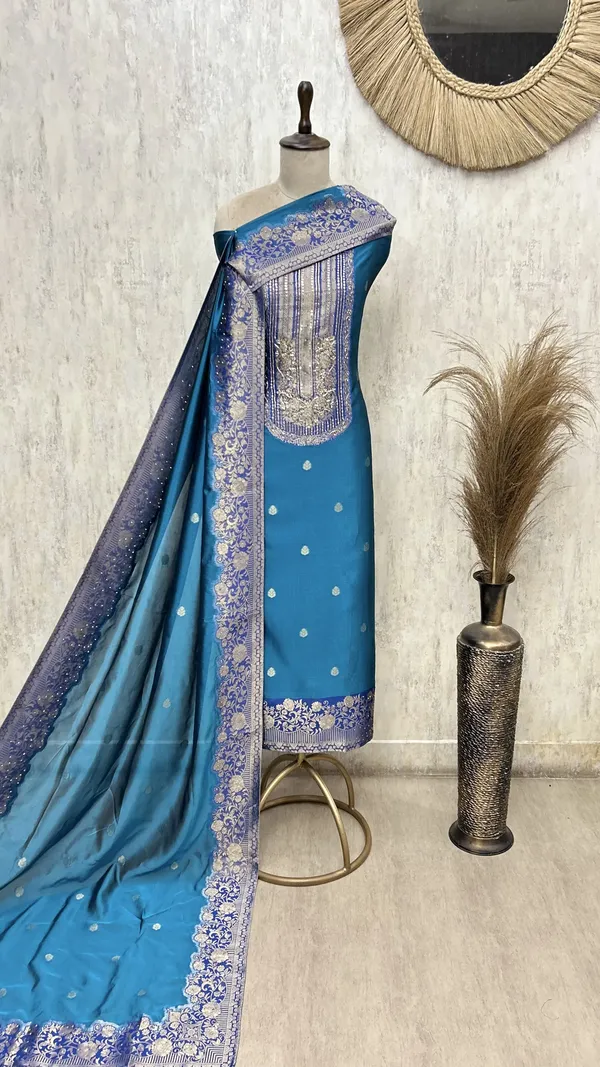 Regal_Kanjivaram_Heritage_Unstitched_Suit_Teal_Blue