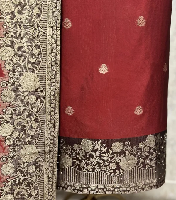 Regal_Kanjivaram_Heritage_Unstitched_Suit_Dark_Red