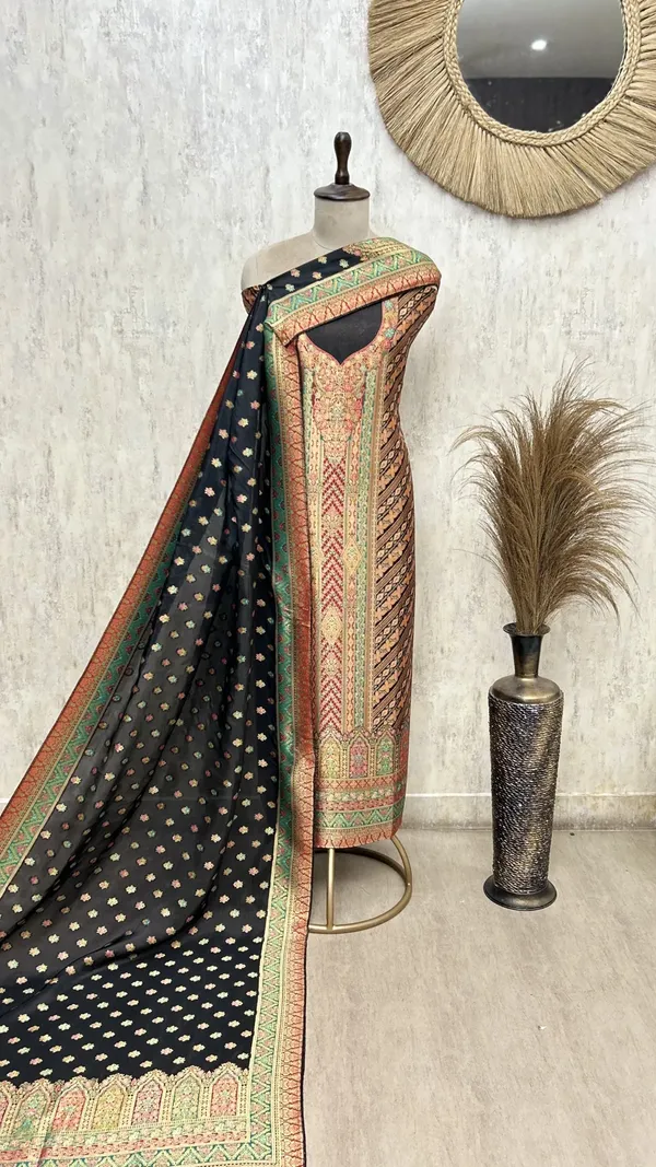 Gulnaar_Grace_Fine_Silk_Unstitched_Suit_Black