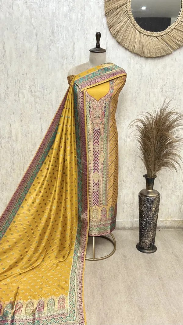 Gulnaar_Grace_Fine_Silk_Unstitched_Suit_Yellow