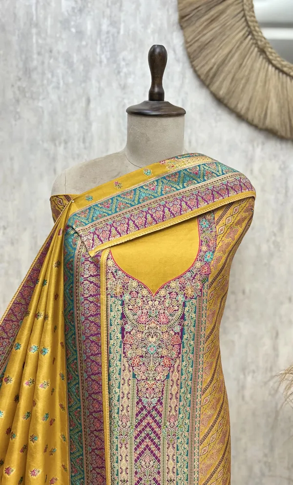 Gulnaar_Grace_Fine_Silk_Unstitched_Suit_Yellow
