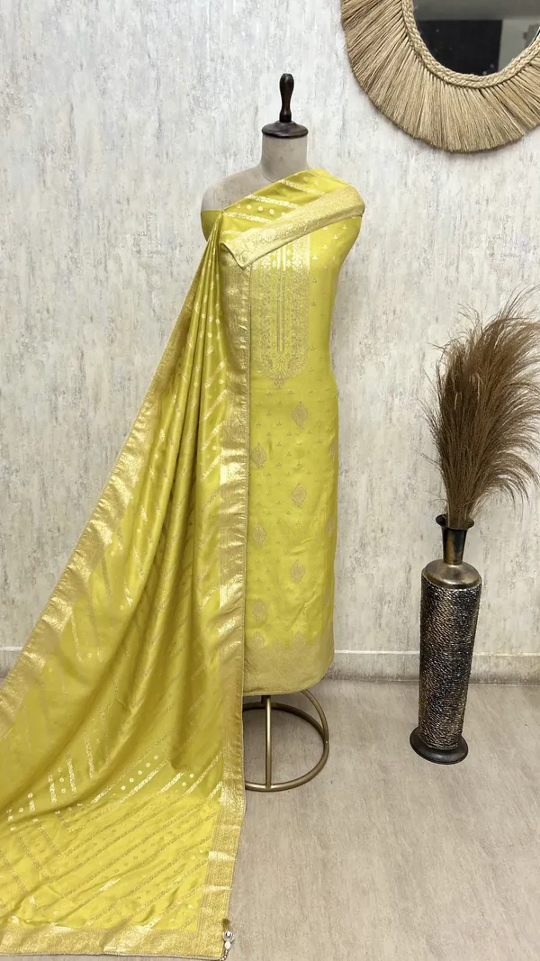 Elegant_Heritage_Dola_Silk_Unstitched_Suit_Lime_Green