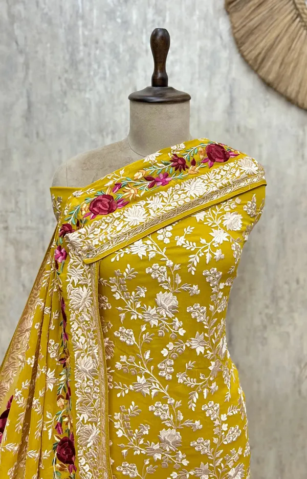 Floral_Vine_Georgette_Unstitched_Suit_Mustard_Yellow