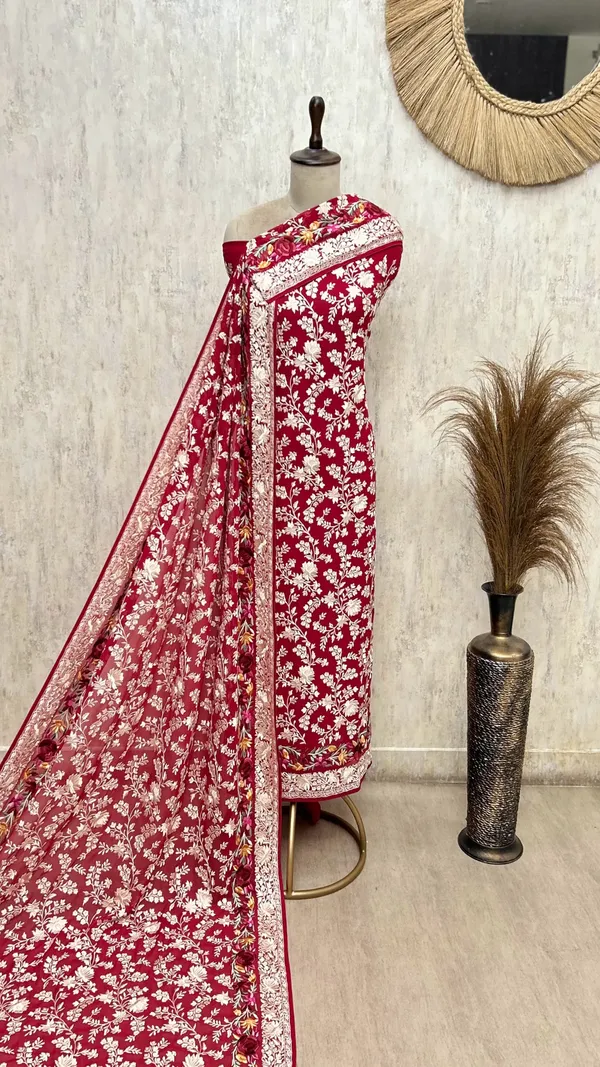 Floral_Vine_Georgette_Unstitched_Suit_Dark_Red