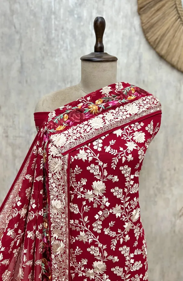 Floral_Vine_Georgette_Unstitched_Suit_Dark_Red