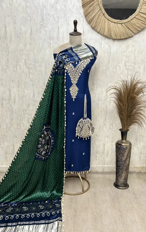 Traditional_Bandhej_Print_Fine_Embroidered_Russian_Silk_Unstitched_Suit_Indigo_Blue_1