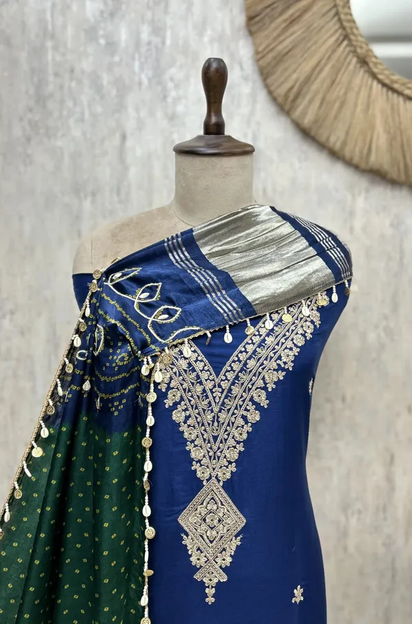 Traditional_Bandhej_Print_Fine_Embroidered_Russian_Silk_Unstitched_Suit_Indigo_Blue_1