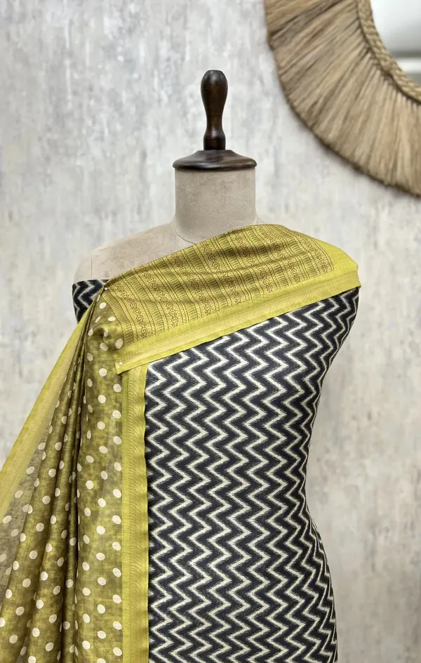 Elegant_Maheshwari_Unstitched_Suit_Mustard_Green