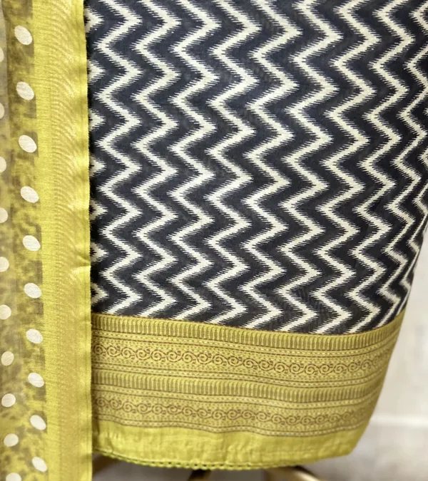 Elegant_Maheshwari_Unstitched_Suit_Mustard_Green
