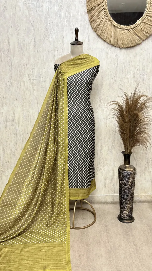 Elegant_Maheshwari_Unstitched_Suit_Mustard_Green