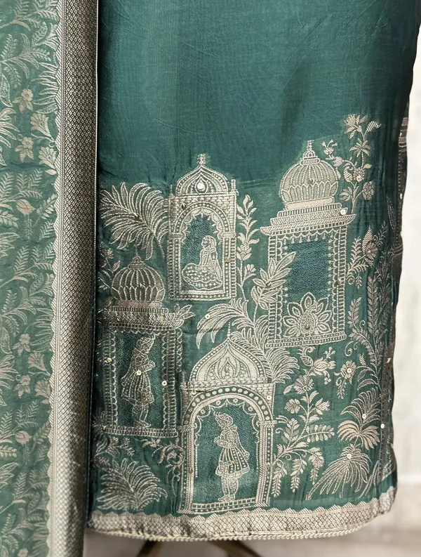 Elegant_Dola_Silk_Unstitched_Suit_Teal_Green
