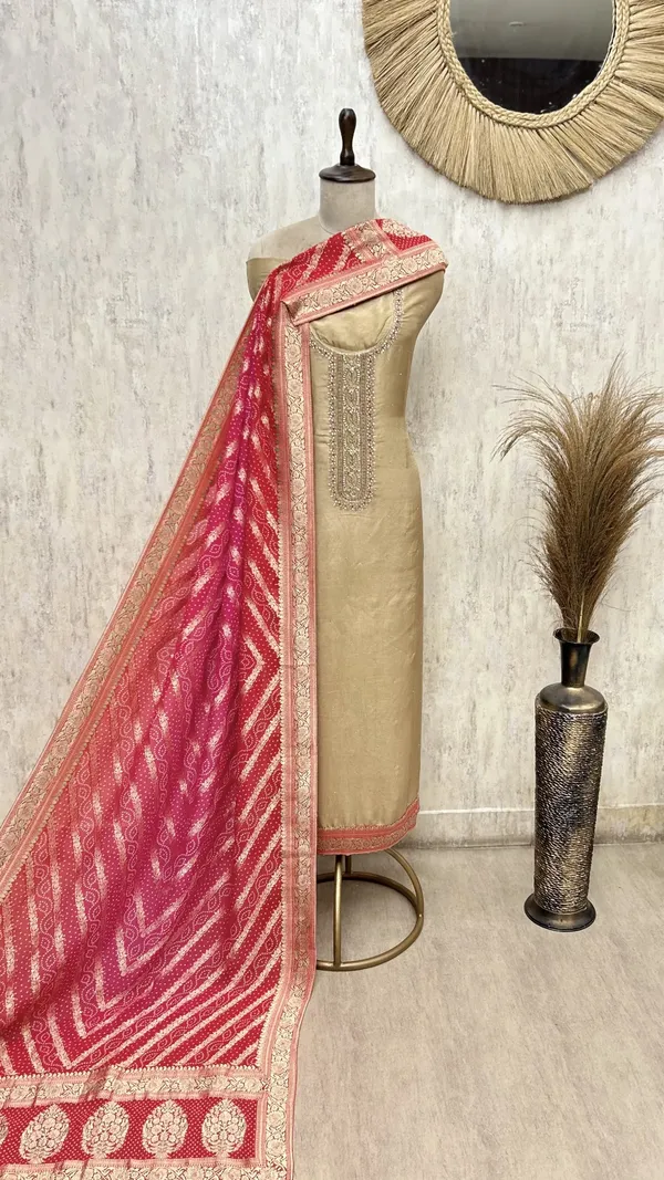 Elegant_Tissue_Silk_Unstitched_Suit_Beige