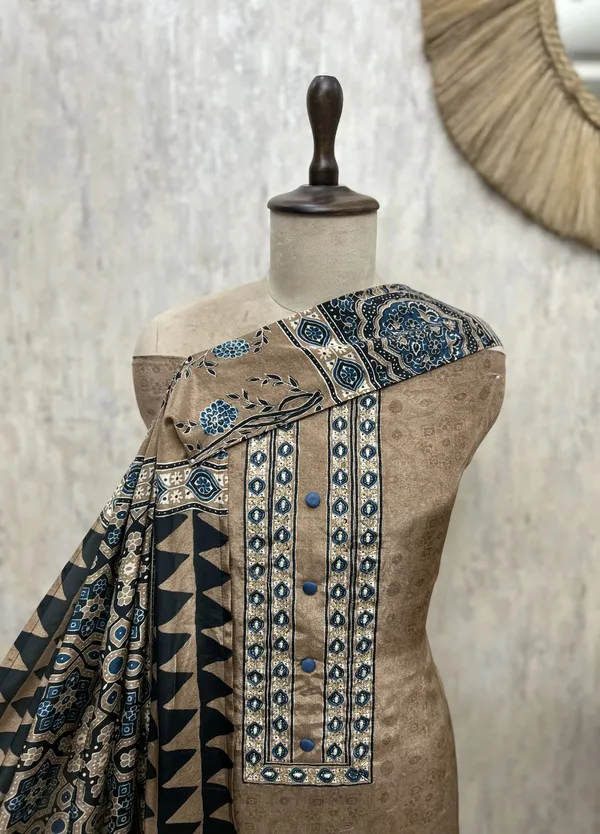 Elegant_Luxury_Crepe_Unstitched_Suits_Golden_Beige