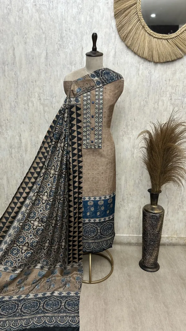 Elegant_Luxury_Crepe_Unstitched_Suits_Golden_Beige
