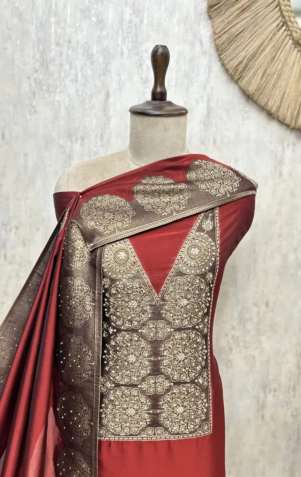 Rich_Weave_Kanjivaram_Silk_Unstitched_Suit_Rust_Red