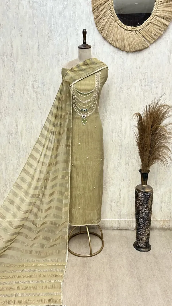 Elegant_Crush_Tissue_With_Organza_Dupatta_Unstitched_Suits_Golden_Beige