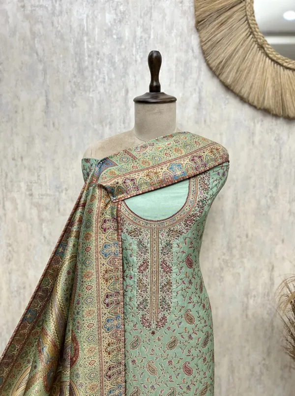 Premium_Traditional_Banarasi_Silk_Unstitched_Suit_Muted_Green