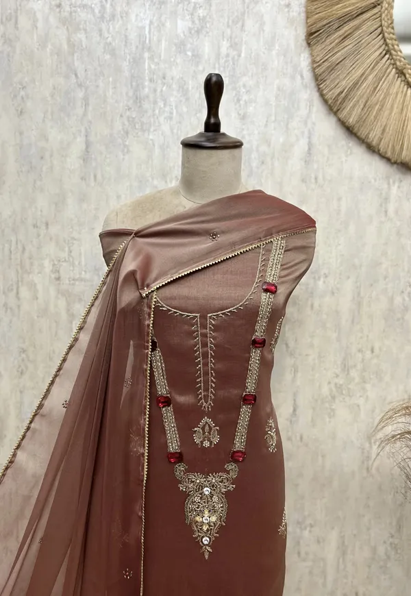 Exquisite_Embellished_Glass_Organza_Unstitched_Suits_Rust_Orange