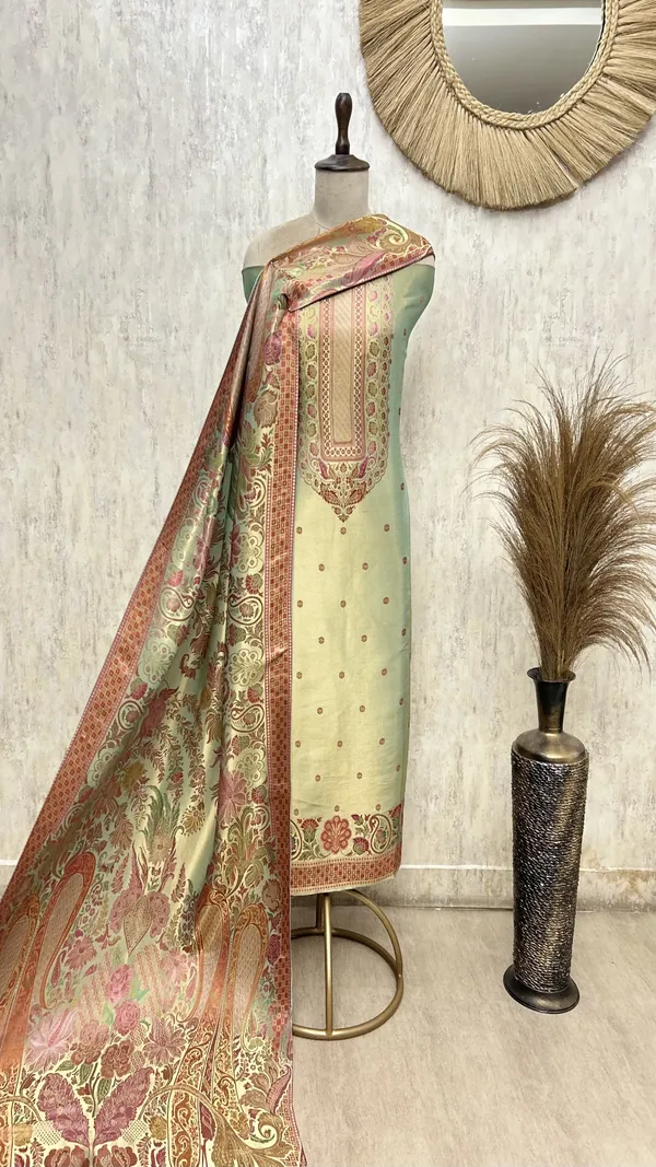 Katan_Silk_Unstitched_Suit_With_Antique_Floral_And_Paisley_Detailing_Sage_Green