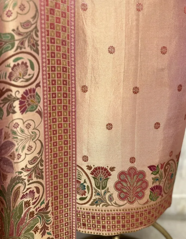 Katan_Silk_Unstitched_Suit_With_Antique_Floral_And_Paisley_Detailing_Rose_Gold