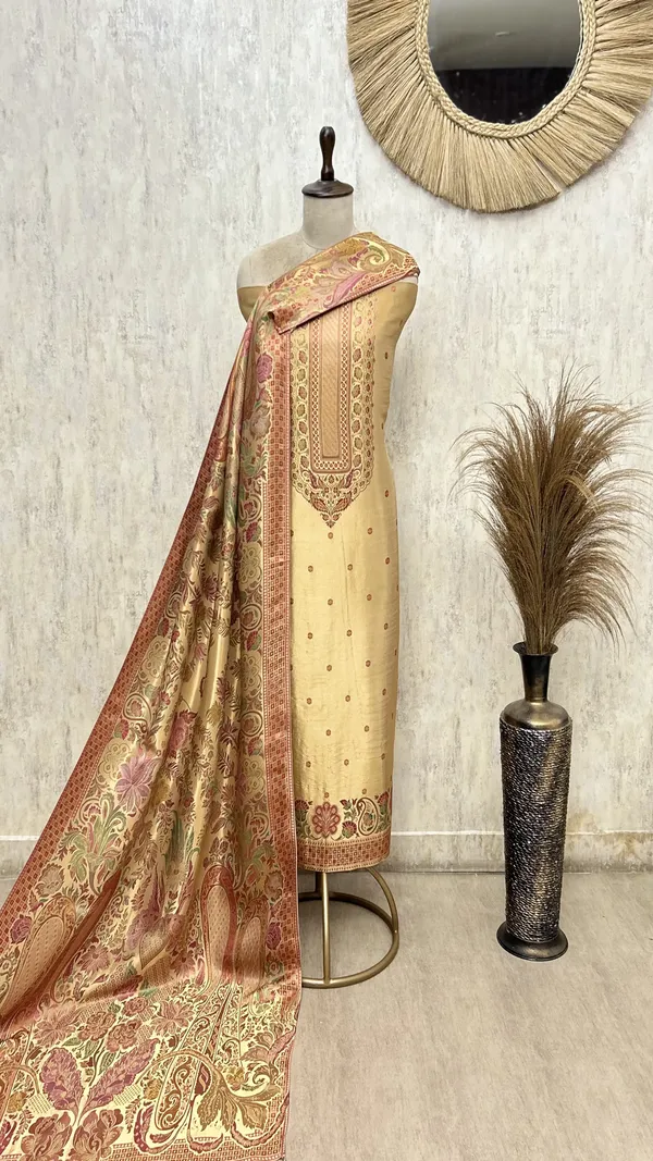 Katan_Silk_Unstitched_Suit_With_Antique_Floral_And_Paisley_Detailing_Gold