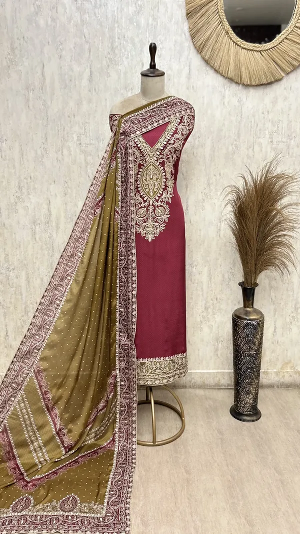 Timeless_Charm_Crepe_Unstitched_Suits_Dark_Red