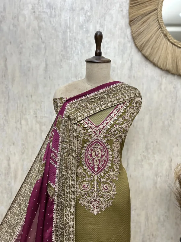 Timeless_Charm_Crepe_Unstitched_Suits_Olive_Green